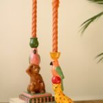 Set of 2 Ceramic Cheetah and Monkey Taper Candle Holders